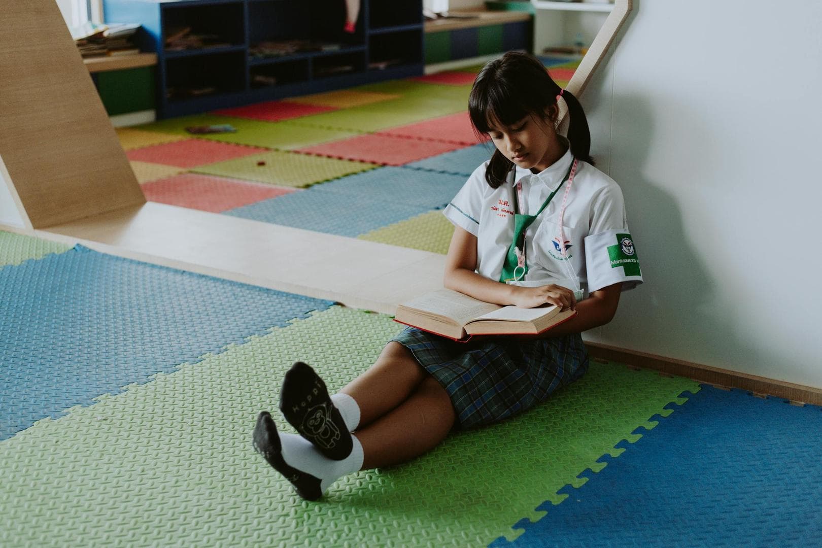 School-age child working on communication skills